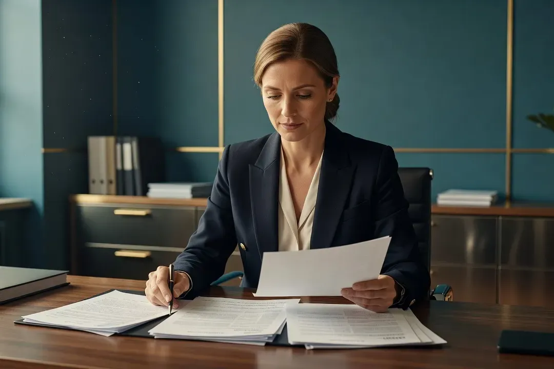Femme musulmane consultant des documents administratifs pour son divorce en France