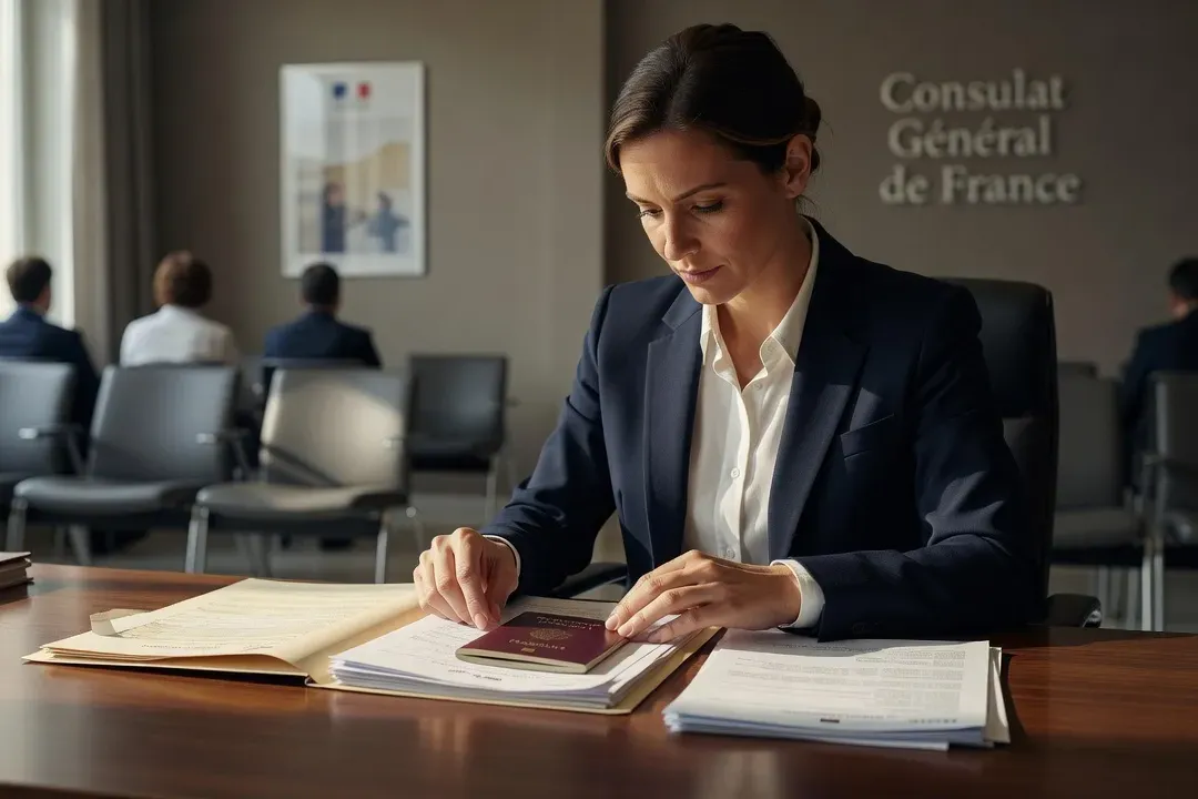 Consultation d'un dossier de visa de conjoint aupres d'un consulat