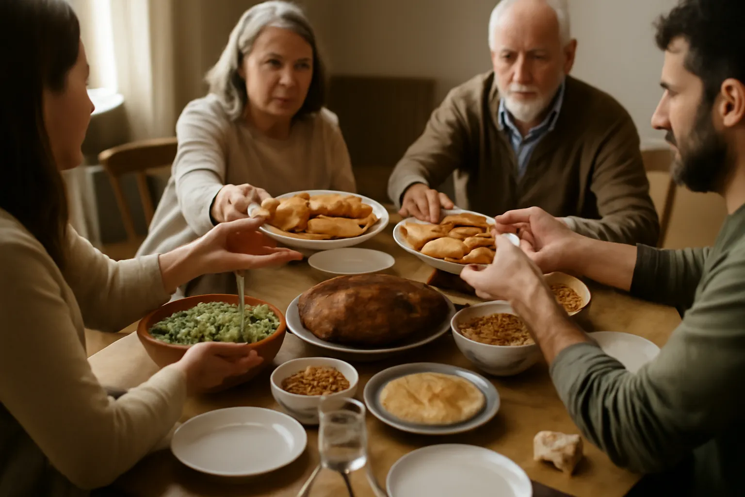 Repas familial partagé à plusieurs générations autour d'une table
