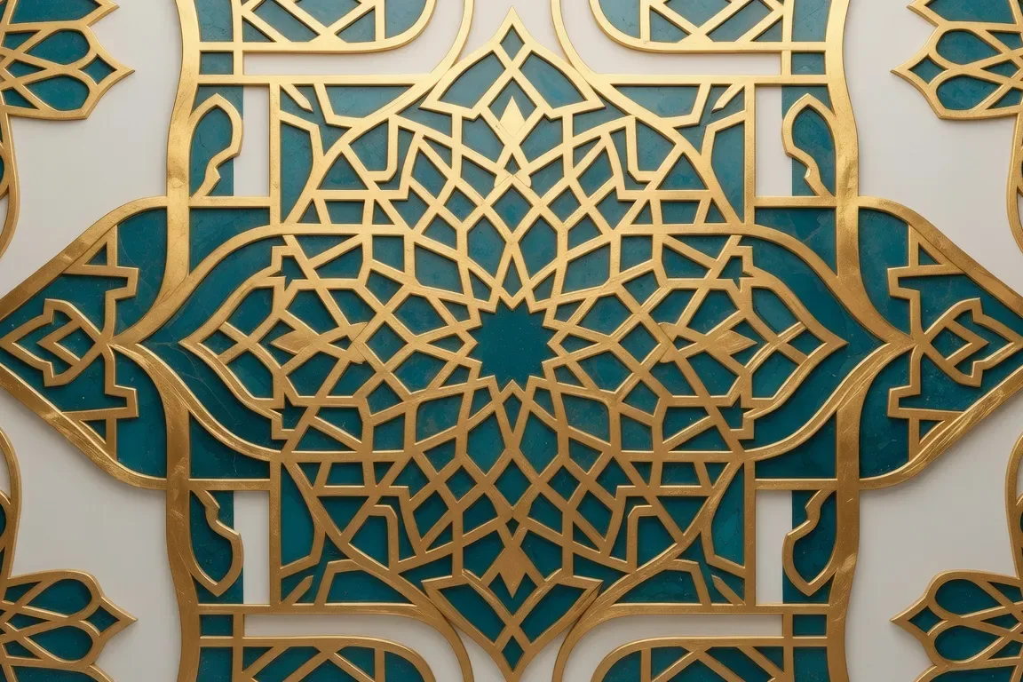 Motif géométrique islamique islamique doré, art islamique moderne