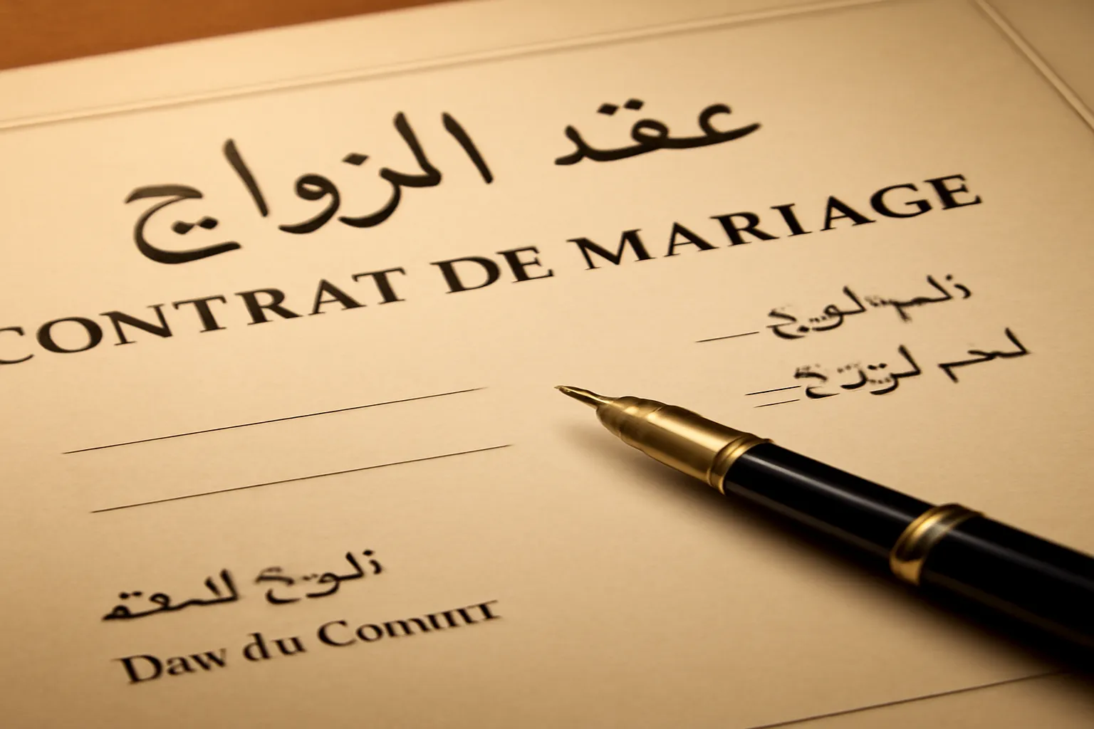 Contrat de mariage et documents légaux