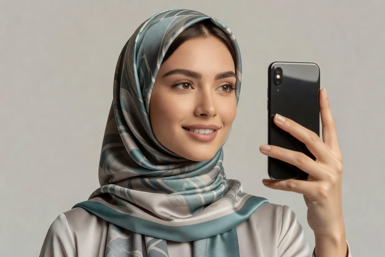 Femme réalisant le selfie de vérification obligatoire à l'inscription sur Muzz