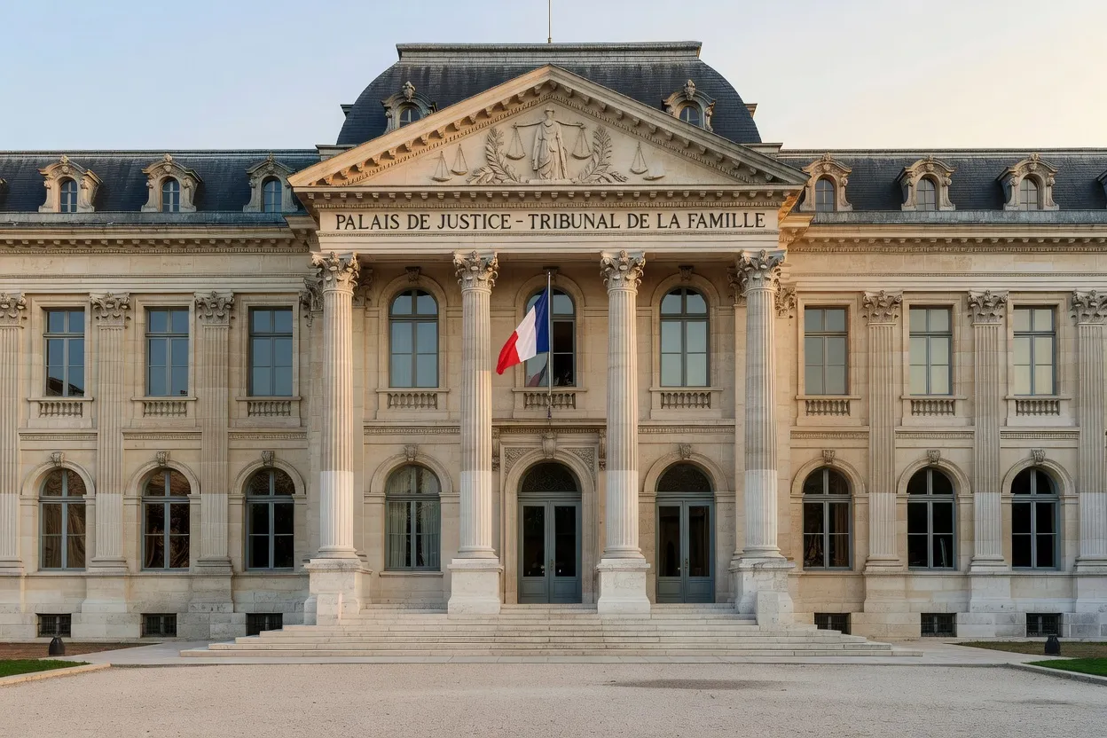 Façade du Palais de Justice et tribunal de la famille en France