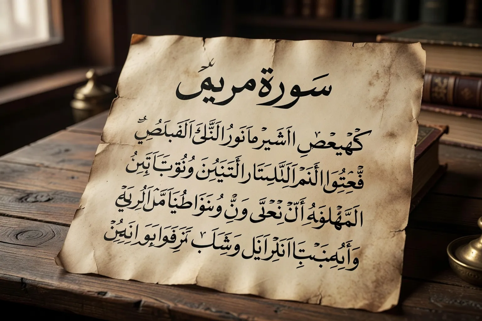 Page de Coran calligraphiée avec sourate Maryam