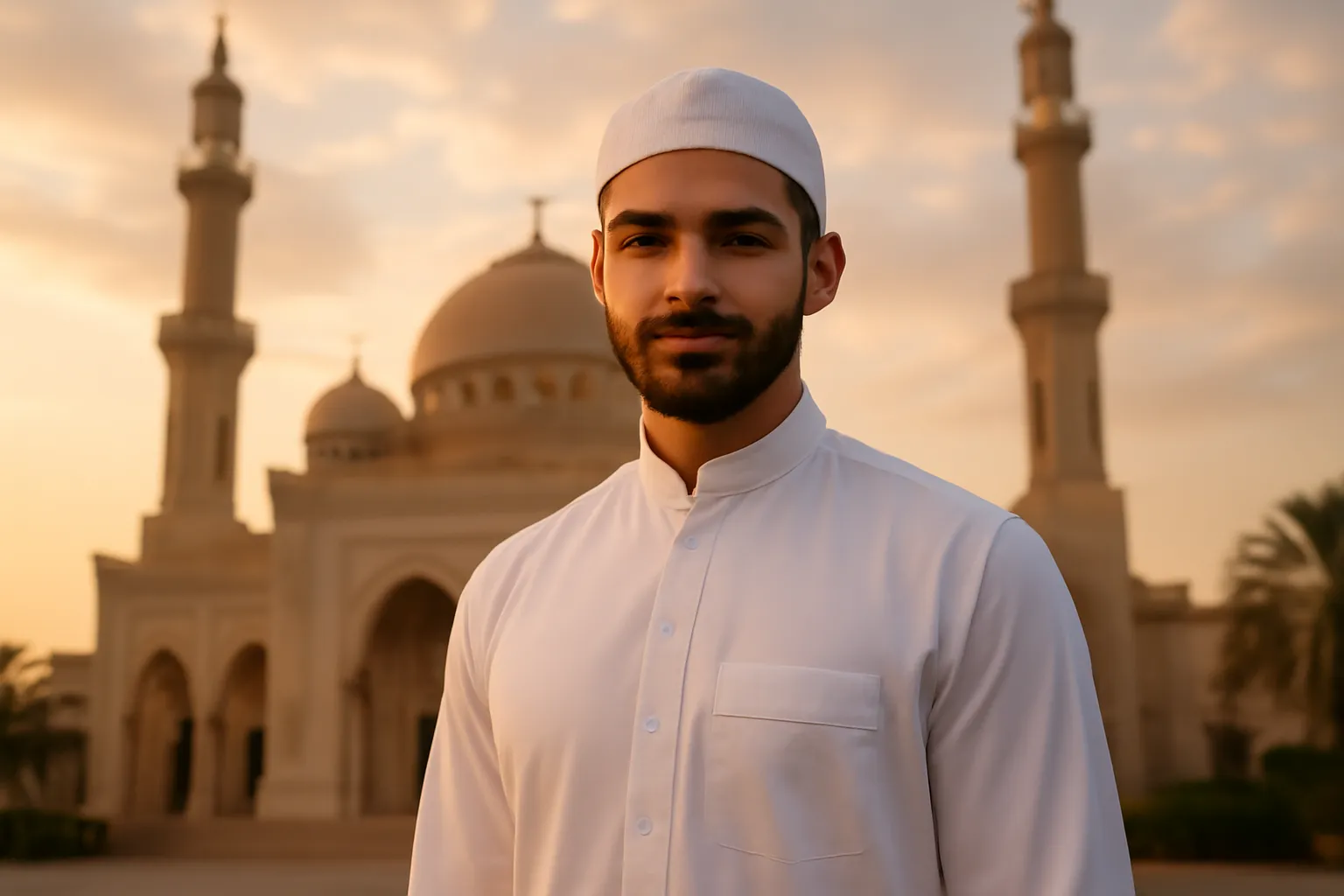 Homme musulman consultant un site de rencontre sur son telephone