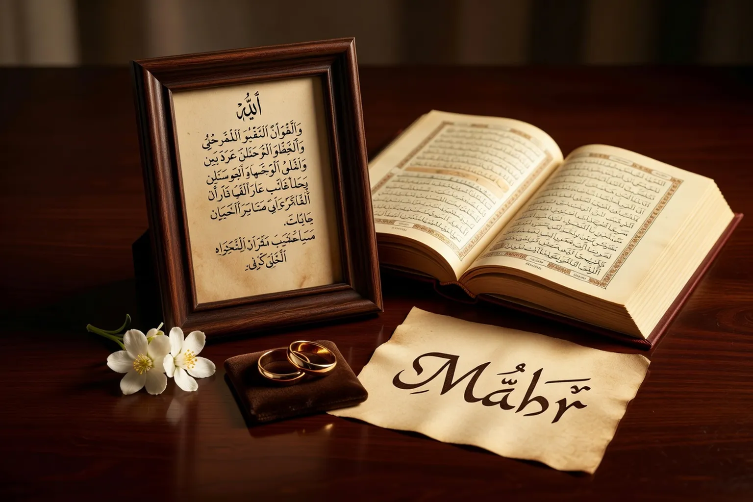 Composition photographique de symboles du mariage musulman