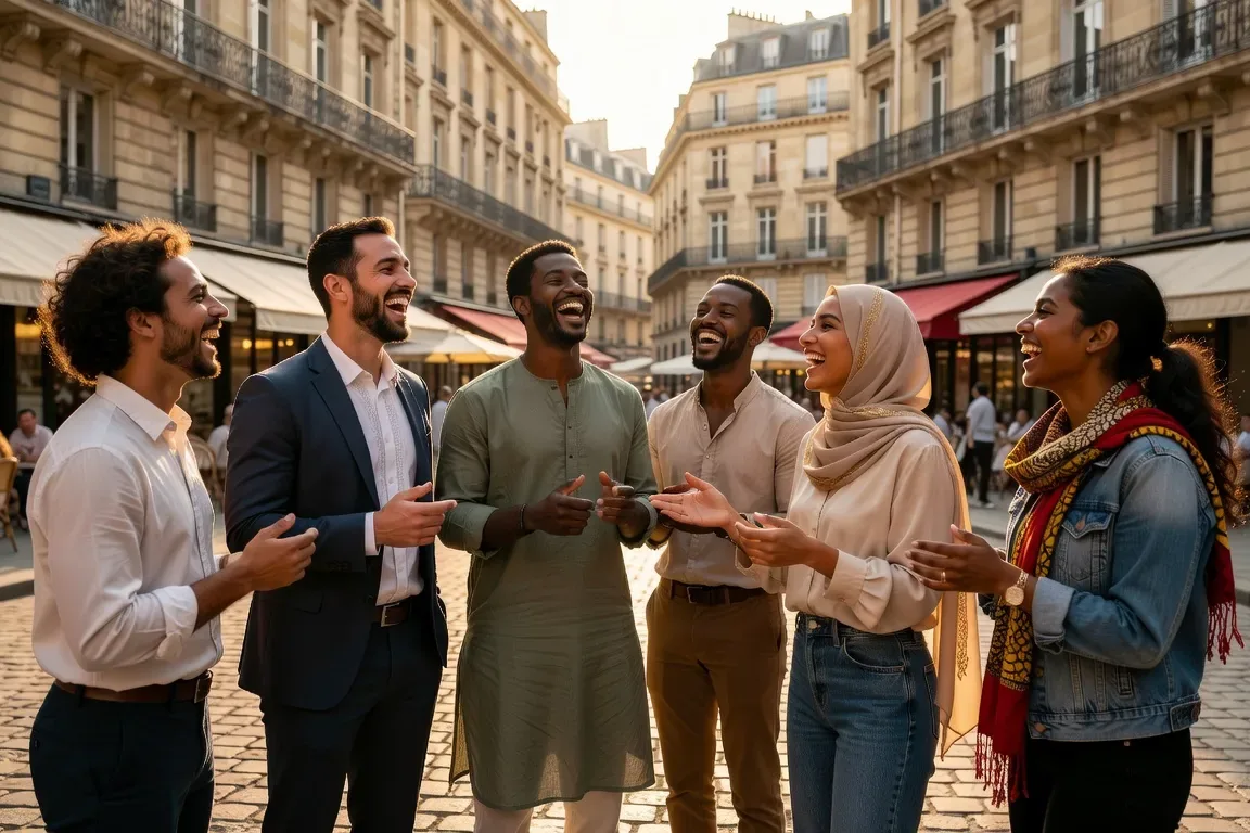 Jeunes adultes musulmans africains dans un espace urbain français